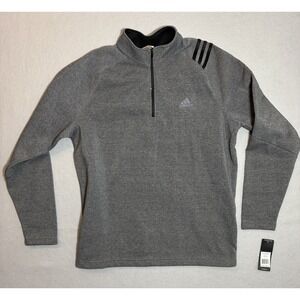 Adidas Golf Men's Quarter-Zip Pullover Gray Size Large 3-Stripes Performance